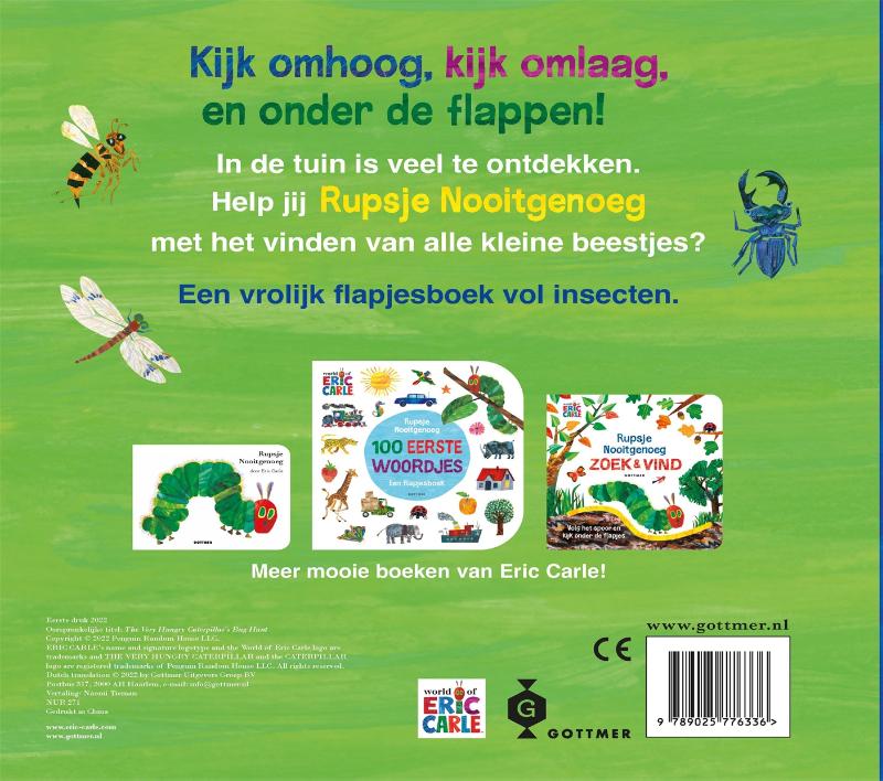 Rupsje Nooitgenoeg in de tuin (Kartonboek)
