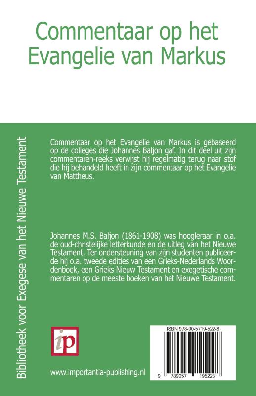 Commentaar op het Evangelie van Markus (Paperback)