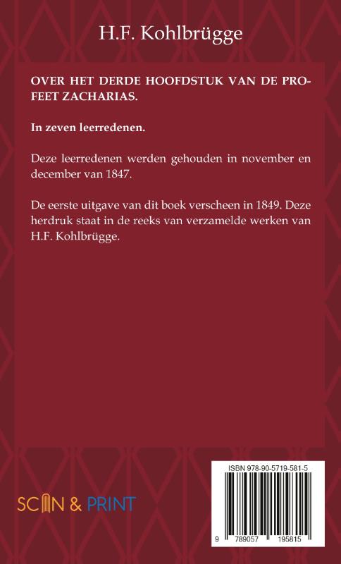 Over het Derde Hoofdstuk van de Profeet Zacharias (Paperback)