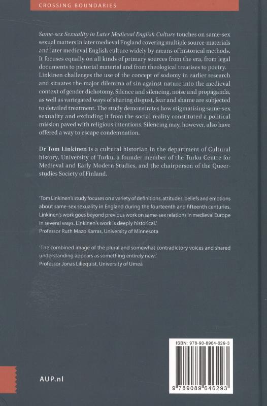 Same-sex sexuality in later medieval English culture (Hardback)
