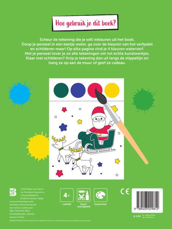 Kleurboek met verfpalet en penseel Kerstmis (Paperback)