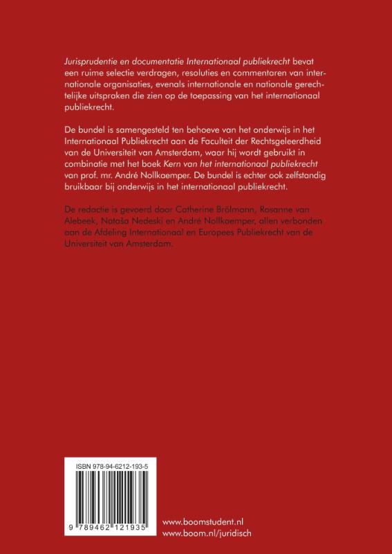 Jurisprudentie en documentatie Internationaal publiekrecht (Paperback)