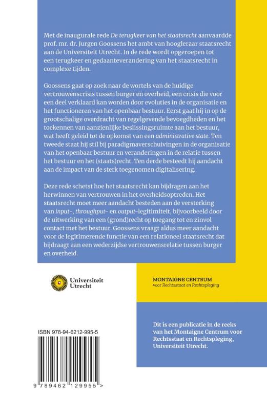 De terugkeer van het staatsrecht (Paperback)