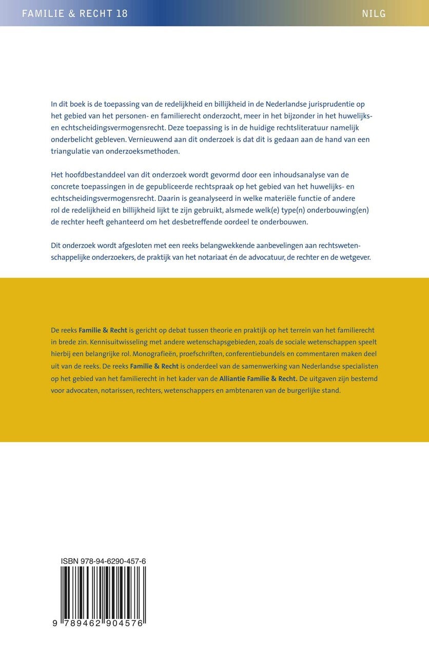Redelijkheid en billijkheid in het personen- en familierecht, meer in het bijzonder in het huwelijks- en echtscheidingsvermogensrecht (E-book)