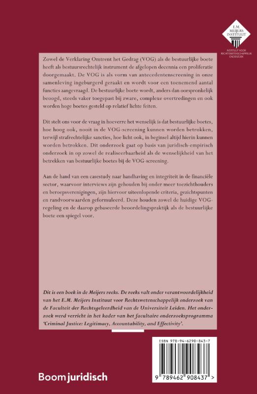 Bestuurlijke boetes en de Verklaring Omtrent het Gedrag (Paperback)