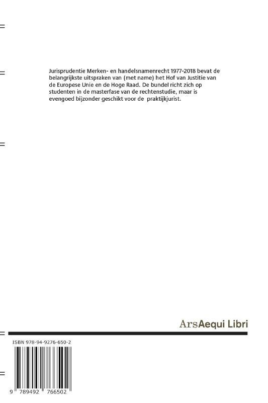 Jurisprudentie Merken- en handelsnamenrecht 1977-2018 (Paperback)