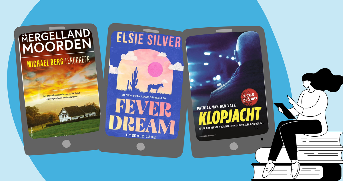 Leestips: ontdek de top 8 e-books met boeken als Terugkeer, Fever Dream, Klopjacht Leestips banner met boekcovers van Terugkeer, Fever Dream en Klopjacht, selectie van aanraders over top 8 e-books