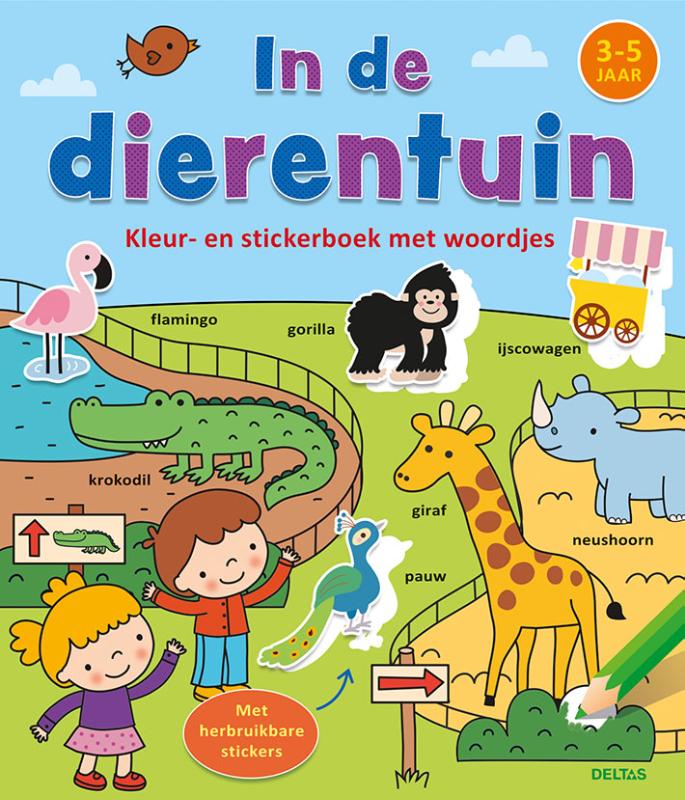 Kleur-en stickerboek met woordjes - In de dierentuin (Paperback) Kleur-en stickerboek met woordjes - In de dierentuin (Paperback)