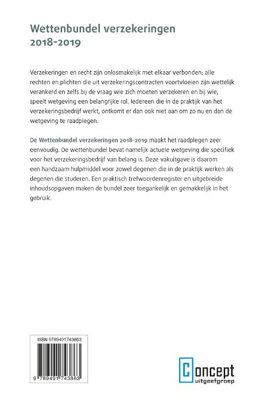 Wettenbundel verzekeringen 2018-2019 (Paperback) Wettenbundel verzekeringen 2018-2019 (Paperback)