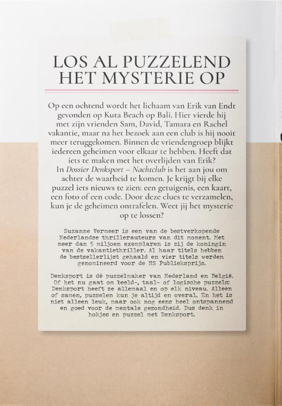 Dossier Denksport – Suzanne Vermeer - Nachtclub (Paperback) Dossier Denksport – Suzanne Vermeer - Nachtclub (Paperback)