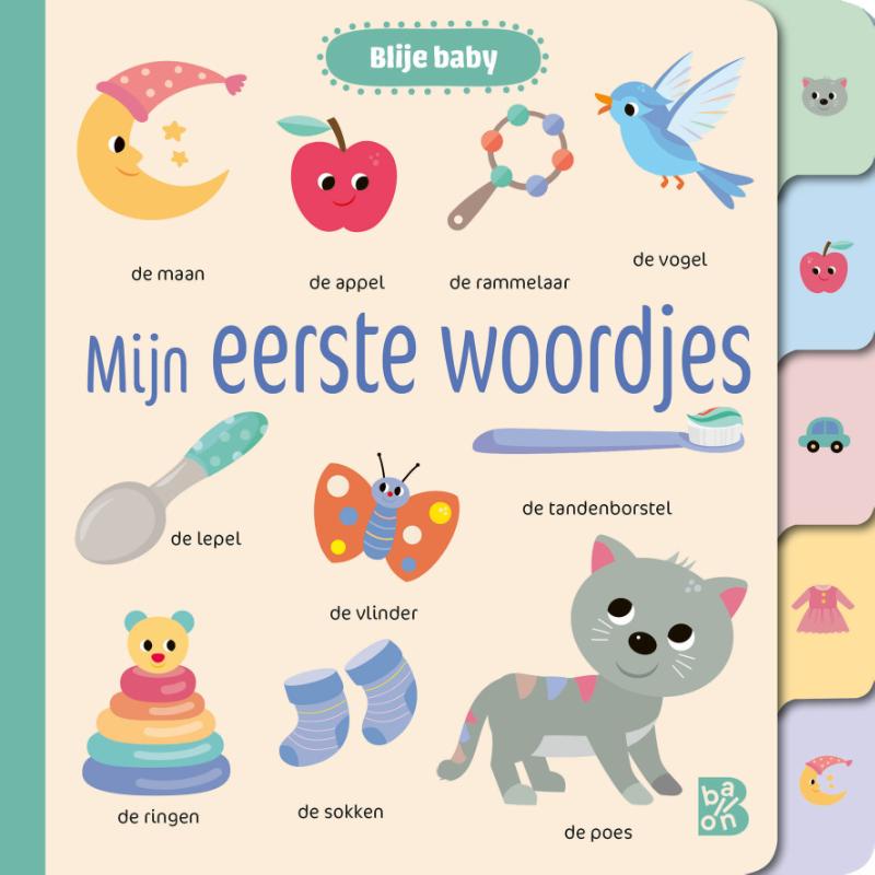 Blije baby: Mijn eerste woordjes (met index) (Kartonboek)